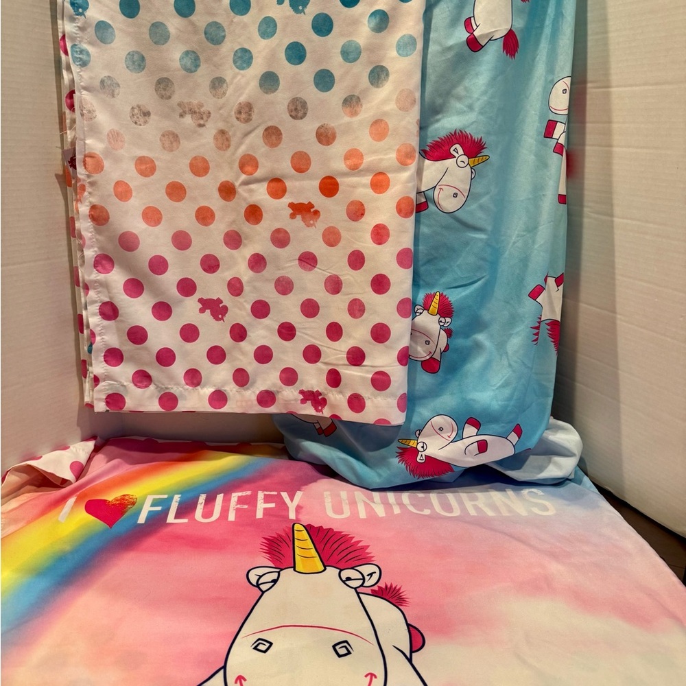 Minions Fluffy Unicorn Kids twin sheet Set - fitted, flat, and pillowcase